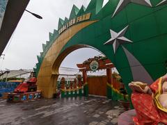 Colorful festival decorations inside Suoi Tien Park in July 2023
