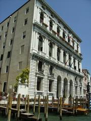 Venice historic corner of Palazzo della Ca' Grande showcasing Venetian Gothic architecture