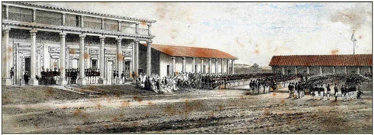 Allied troops occupying Asunción after the Paraguayan War, watercolor by José Ignacio Garmendia depicting the Argentine army