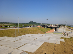 Costanera Sur waterfront and Cerro Lambaré hill in Asunción, Paraguay