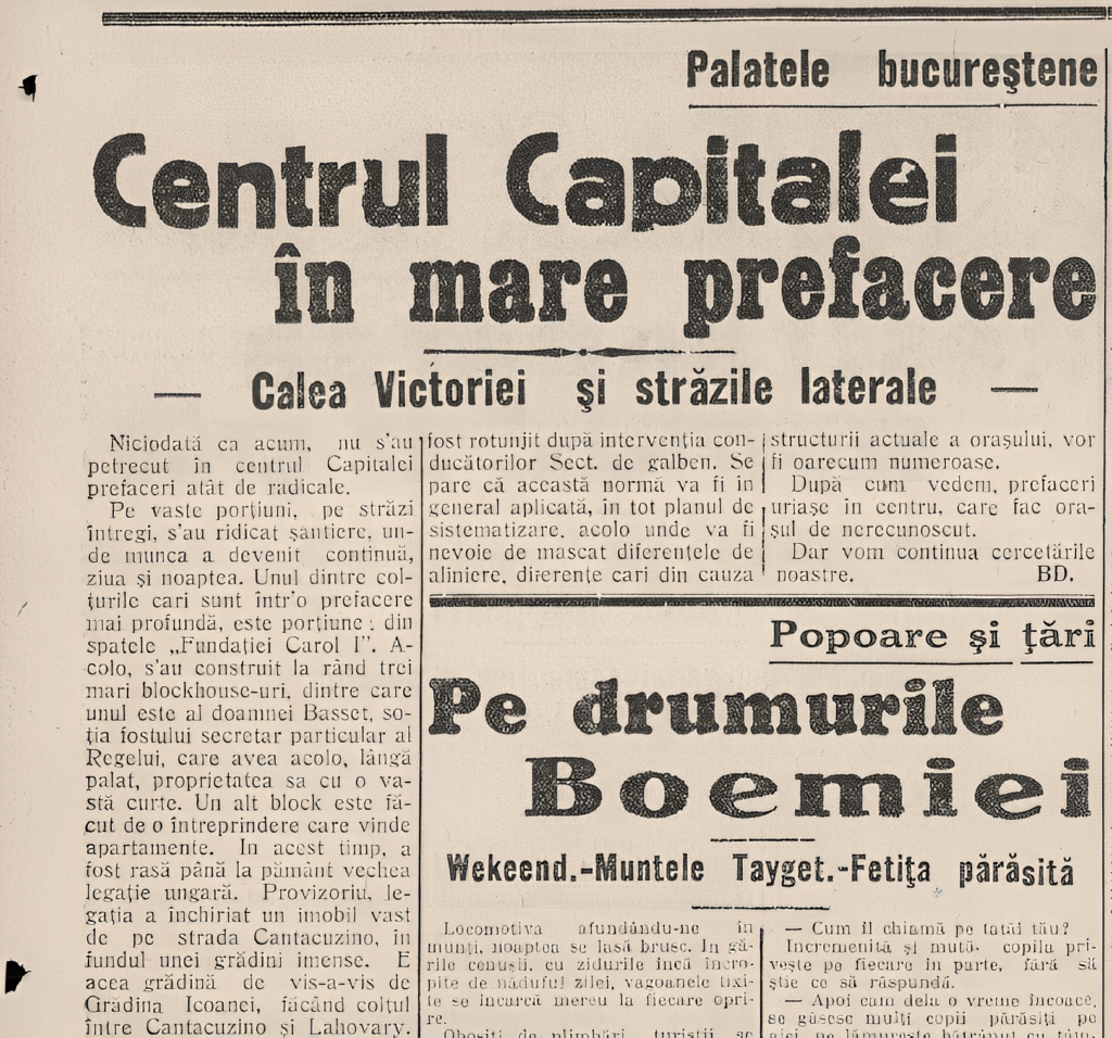 Historic downtown of a capital city undergoing major transformation in 1935