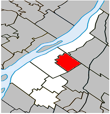 Map showing location of Calixa-Lavallée in Quebec within Lajemmerais Regional County Municipality
