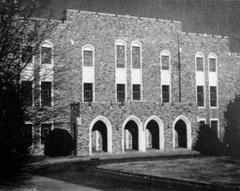 1952 interior view of Duke Indoor Stadium with spectators and basketball game