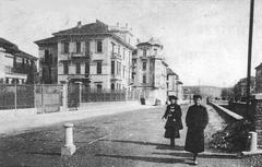 Historical image from the 1910s showing Casa Fenoglio in Torino, Italy