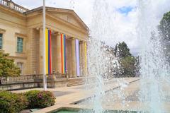 LGBTIQ+ Pride event at Casa de Nariño with colorful flags and diverse crowd