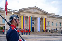 LGBTIQ+ Pride Celebration at Casa de Nariño with colorful flags and attendees