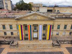 LGBTIQ+ pride event at Casa de Nariño with colorful flags and diverse crowd