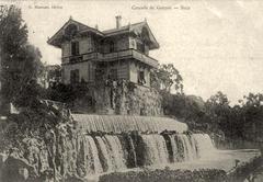 Historic black and white photo of Cascade de Gairaut waterfall in Nice from 1904