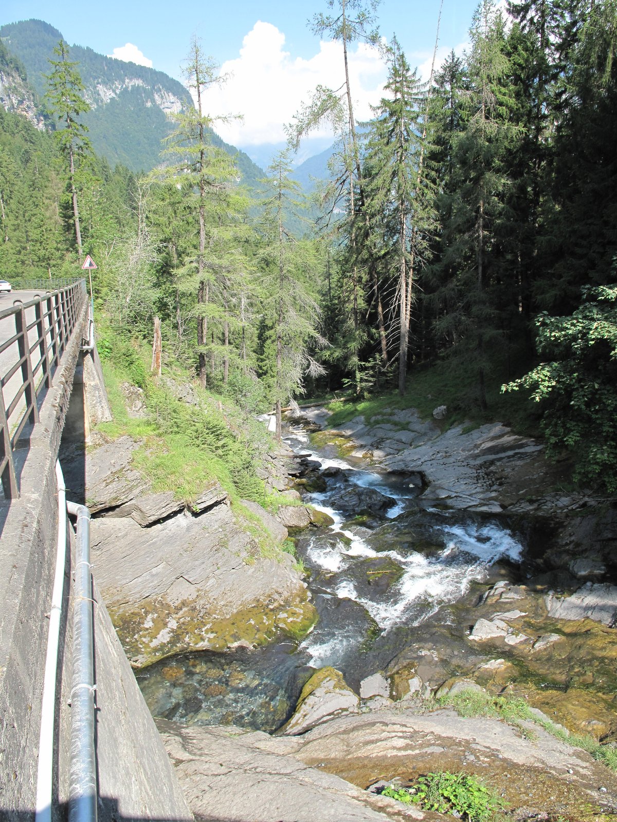 Downstream view of Cascade du Rouget waterfall in Haute-Savoie, France