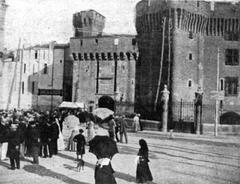 Historic black and white photograph of Perpinyà city in 1910