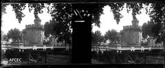 View of La Ciutadella de Notre Dame in Perpignan framed by trees