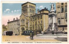 Historical postcard of Cathédrale Notre-Dame in Grenoble around 1897