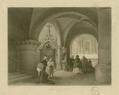 Lithograph of Notre-Dame Cathedral in Grenoble, Isère, France