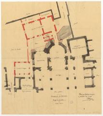 Architectural plan of sacristies project for Grenoble Cathedral in 1870