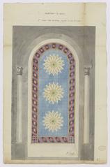 First design sketch of colored glass stained windows for Valence Cathedral by Epailly in 1835
