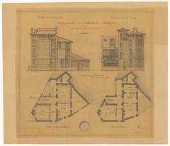 Historical architectural drawing of Perpignan Cathedral clearance and presbytery project by Léon Bénouville in 1899