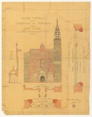 Main facade of Perpignan Cathedral with plaster removed in 1903