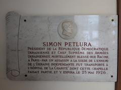Plaque dedicated to Symon Petlioura on the Cathédrale Saint-Vladimir-le-Grand in Paris 6e