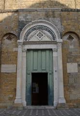 Main entrance of the Santa Maria Assunta Cathedral in Volterra, Italy