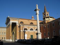 Front view of Duomo di Forlì cathedral in Forlì, Italy