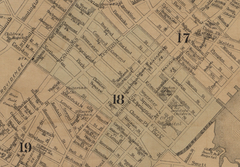 Detail of 1886 map of Boston showing Boston Catholic College and surrounding buildings