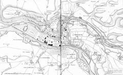Historical map of forts around Lyon from 1847 showing French and German modern fortification systems