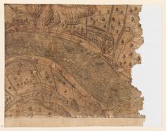 16th century panoramic map of Lyon oriented west showing city layout including the old Convent of Deux-Amants near the church of Observance