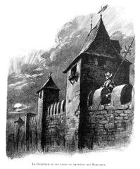 Drawing of the watchman and the lodges or bays of the ramparts in Lyon from the book Le Lyon de nos pères, 1901