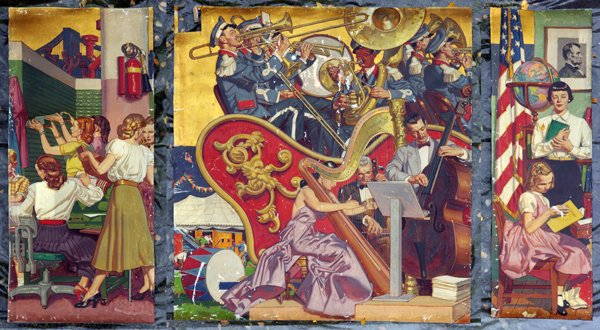 Mural by Dean Cornwell depicting American Federation of Labor themes, painted in 1955