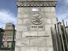 Entrance of the World Trade Organization building in Geneva