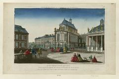 Vue d'optique representing the exterior of the Chapel of the Château de Versailles from the courtyard side