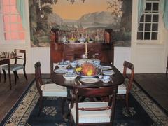 Interior of the George Clinton Room at Fraunces Tavern in New York City with historical decor and wooden furnishings