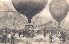 Departure of the Armand Barbès balloon by Gambetta during the Siege of Paris, October 7, 1870, vintage postcard