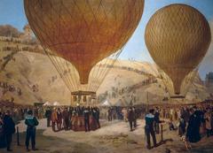 Departure of Léon Gambetta from Montmartre on the balloon Armand-Barbès on October 7, 1870