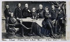 Portrait montage of the Provisional Government led by Adolphe Thiers during 1870-1871 with handwritten names