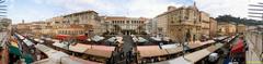 Panoramic view of Cours Saleya in Nice Old Town