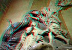 Anaglyph stereo red/cyan image of Church of Saint-Sulpice in Paris