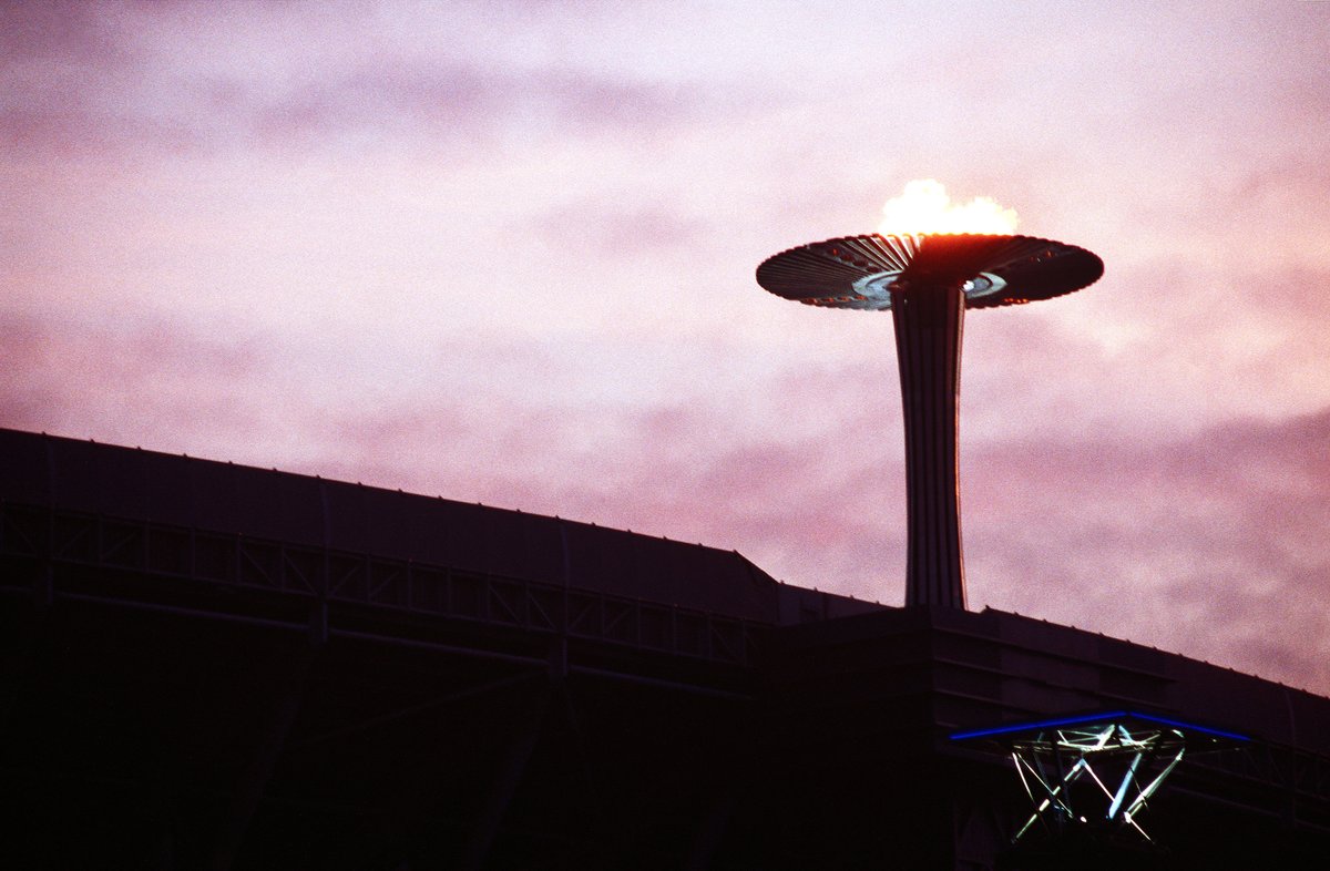Olympic Flame burning in the cauldron at Sydney Olympic Stadium during 2000 Summer Olympics