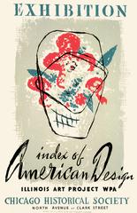 WPA Art Project poster for Index of American Design exhibit at Chicago Historical Society in 1941