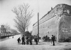 Biblioteca Federiciana building and Il Bastione del Sangallo with Viale XII Settembre street in Fano, Italy circa 1910