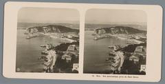 Panoramic stereophoto view of Nice from Mont Boron showing city and coastline around 1900