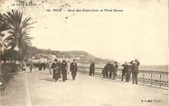 View of Nice, France coastline with Mont-Boron and Quai des États-Unis