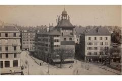 La Tour de l’Ile, Geneva, circa 1860, vintage 19th century photograph by Auguste Garcin