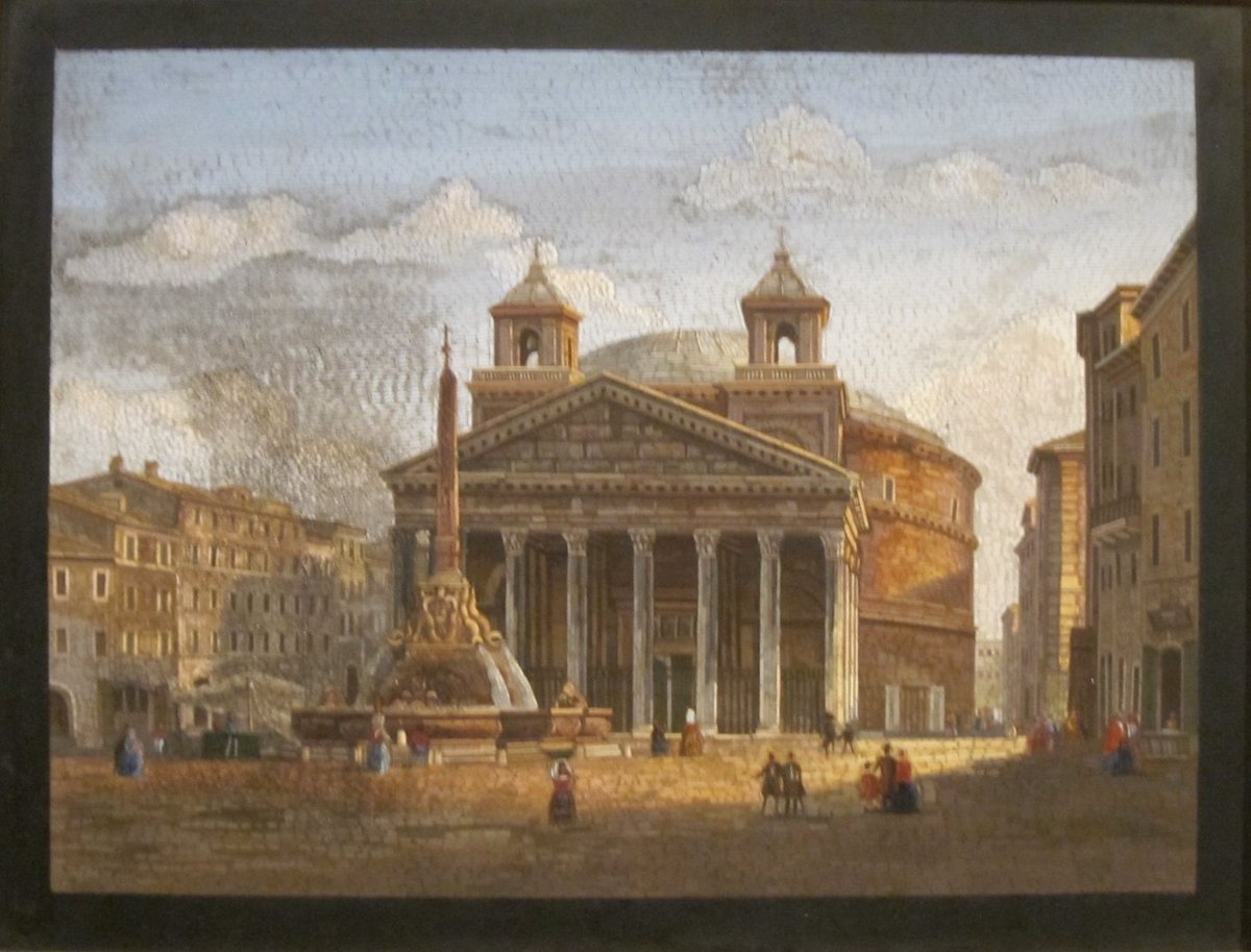 Mosaic of The Pantheon and Piazza delle Rotunda with Fountain in Rome