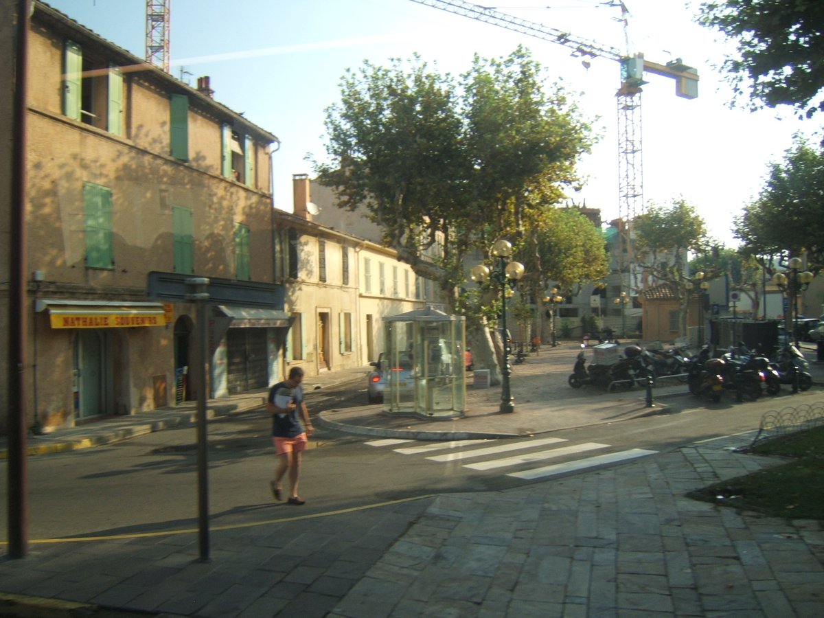 Place Auguste Blanqui in Saint-Tropez featuring the famous police station from Le Gendarme de Saint Tropez film series