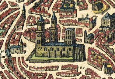 View of Lisbon Cathedral in the 16th century on a 1598 map