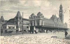Vintage postcard of Estaçao de Luz railway station in São Paulo, Brazil