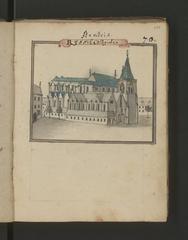 Collégiale Saint-Pierre church in Lille in a historical illustration with intricate architectural details