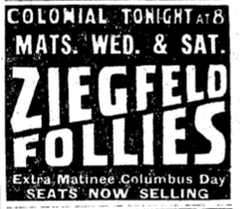 1916 advertisement for Colonial Theatre in Boston Massachusetts USA