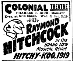 1919 Colonial Theatre advertisement in Boston Globe newspaper